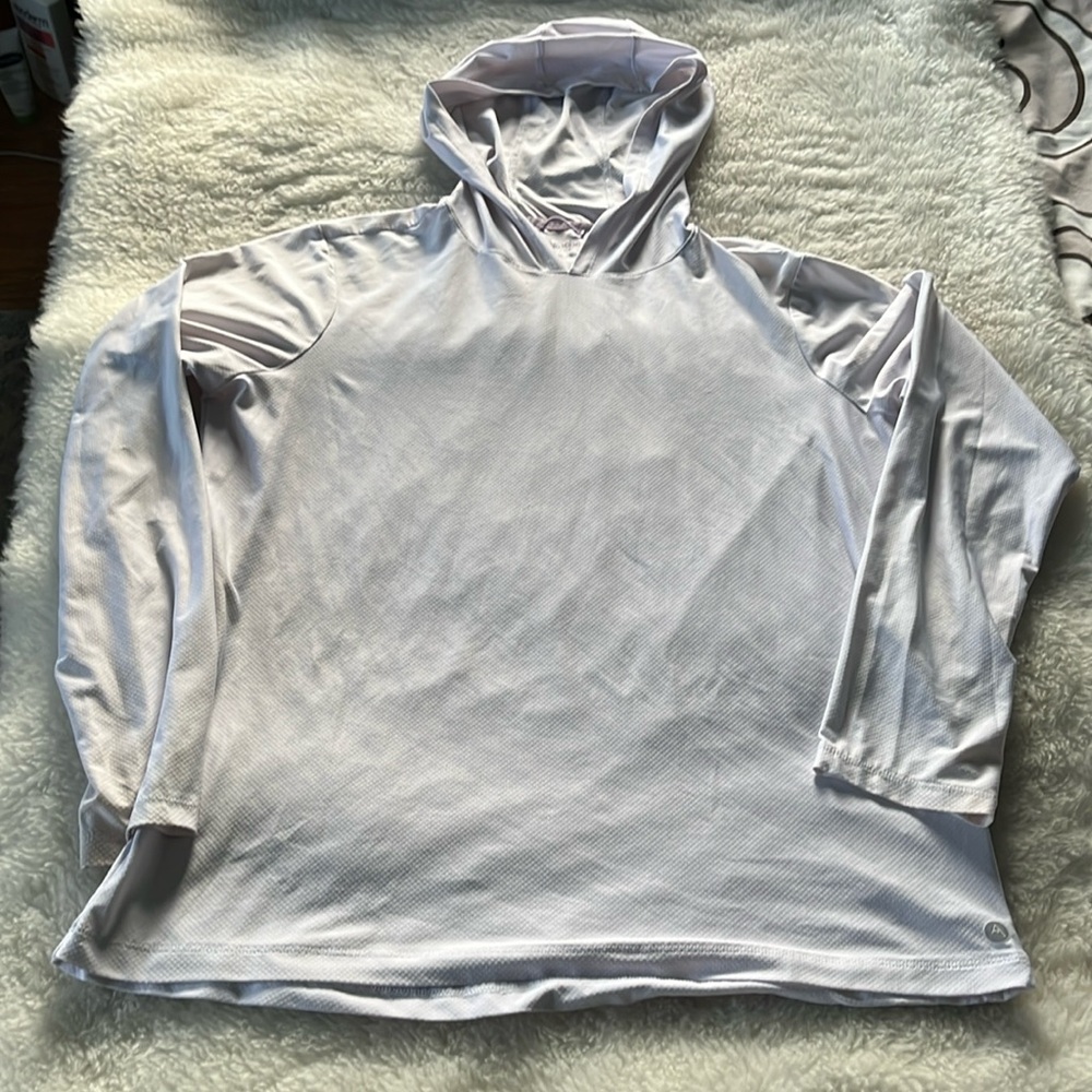 Avalanche women’s white (lilac) long sleeve lightweight performance hoodie sz XL